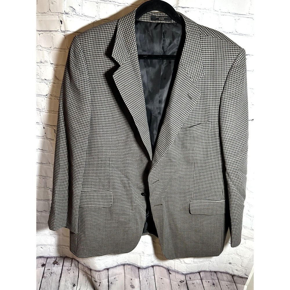 Andre Vachon Mens Houndstooth Blazer Sport Coat Black White Size 44 MRO PT 6001